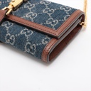 Gucci GG Denim Chain Crossbody Bag Navy Blue 652681
