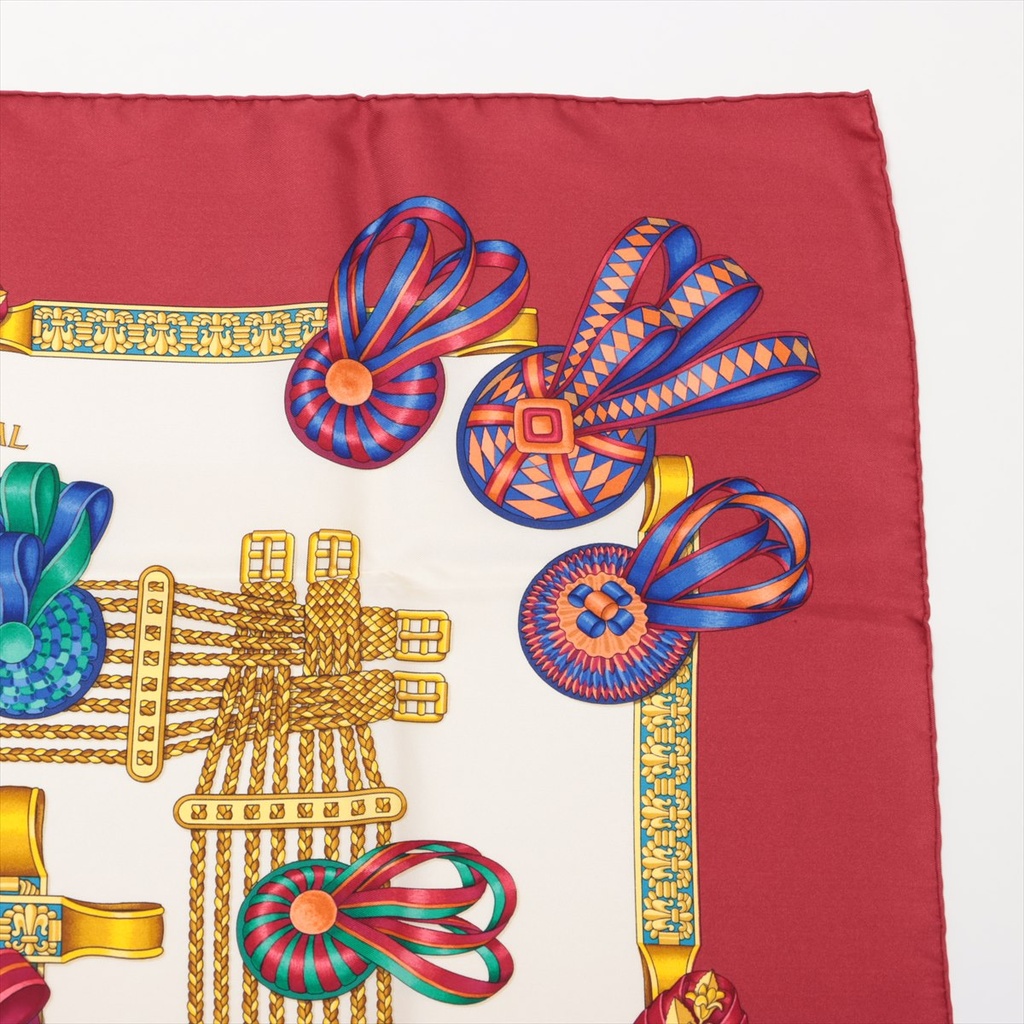 Hermès Carré 90 Les Rubans Du Cheval Scarf Silk Bordeaux