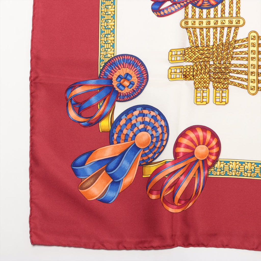 Hermès Carré 90 Les Rubans Du Cheval Scarf Silk Bordeaux