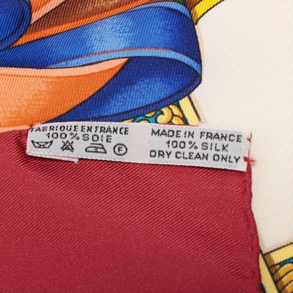 Hermès Carré 90 Les Rubans Du Cheval Scarf Silk Bordeaux