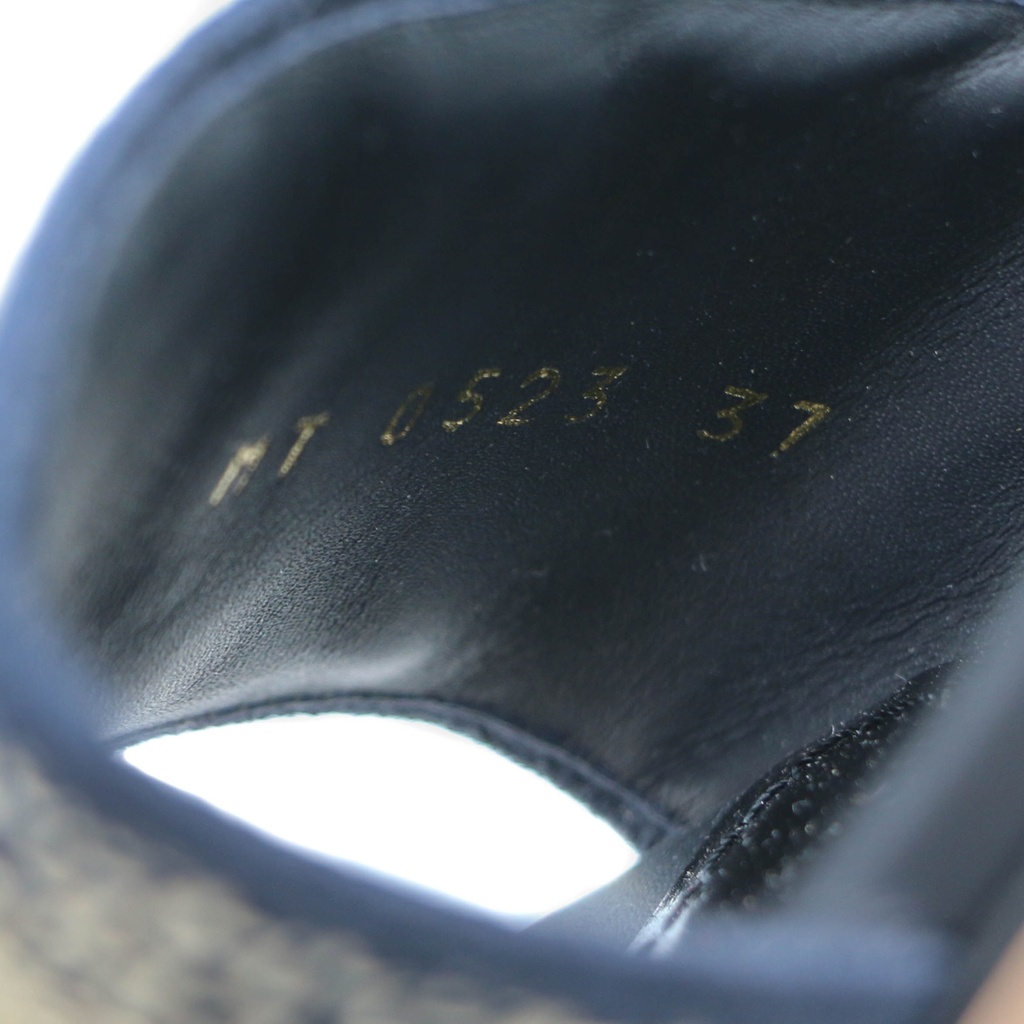 Christian Dior Dway Heeled Slide Dark Blue Embroidered Cotton Size 37