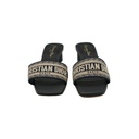 Christian Dior Dway Heeled Slide Dark Blue Embroidered Cotton Size 39