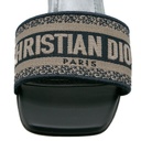 Christian Dior Dway Heeled Slide Dark Blue Embroidered Cotton Size 39