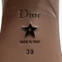 Christian Dior Dway Heeled Slide Dark Blue Embroidered Cotton Size 39