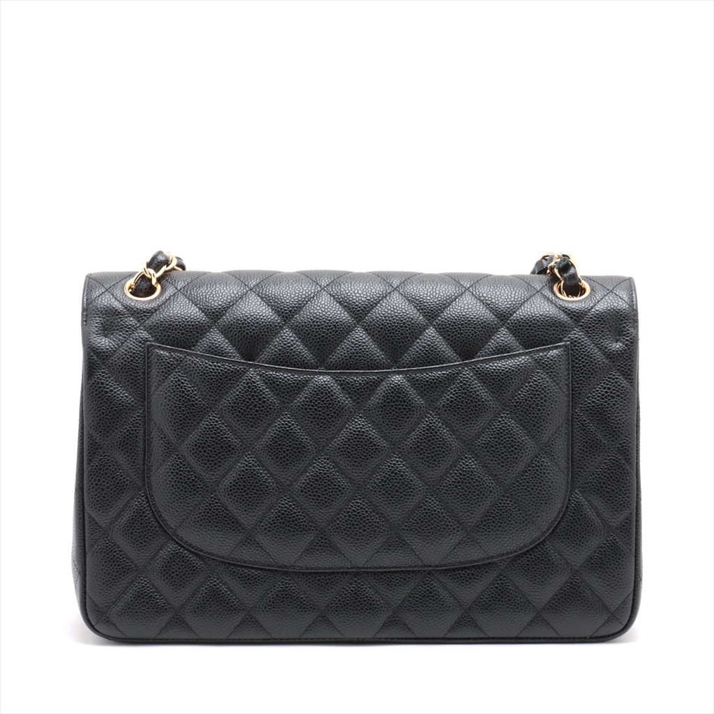 Chanel Jumbo Caviar Leather Double Flap Bag Black 
