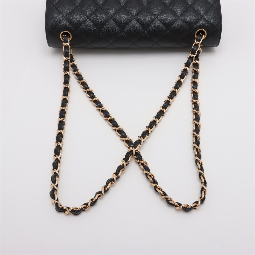 Chanel Jumbo Caviar Leather Double Flap Bag Black 