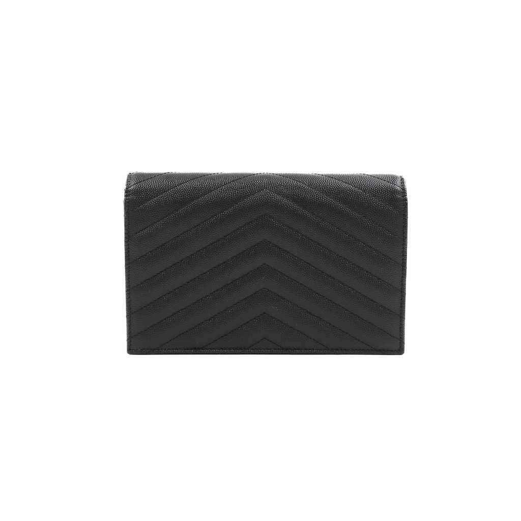Saint Laurent Cassandre Envelope Black Wallet on Chain