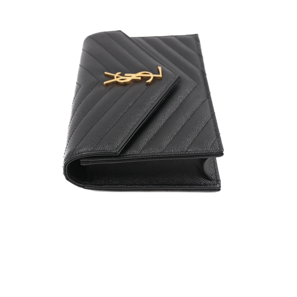 Saint Laurent Cassandre Envelope Black Wallet on Chain