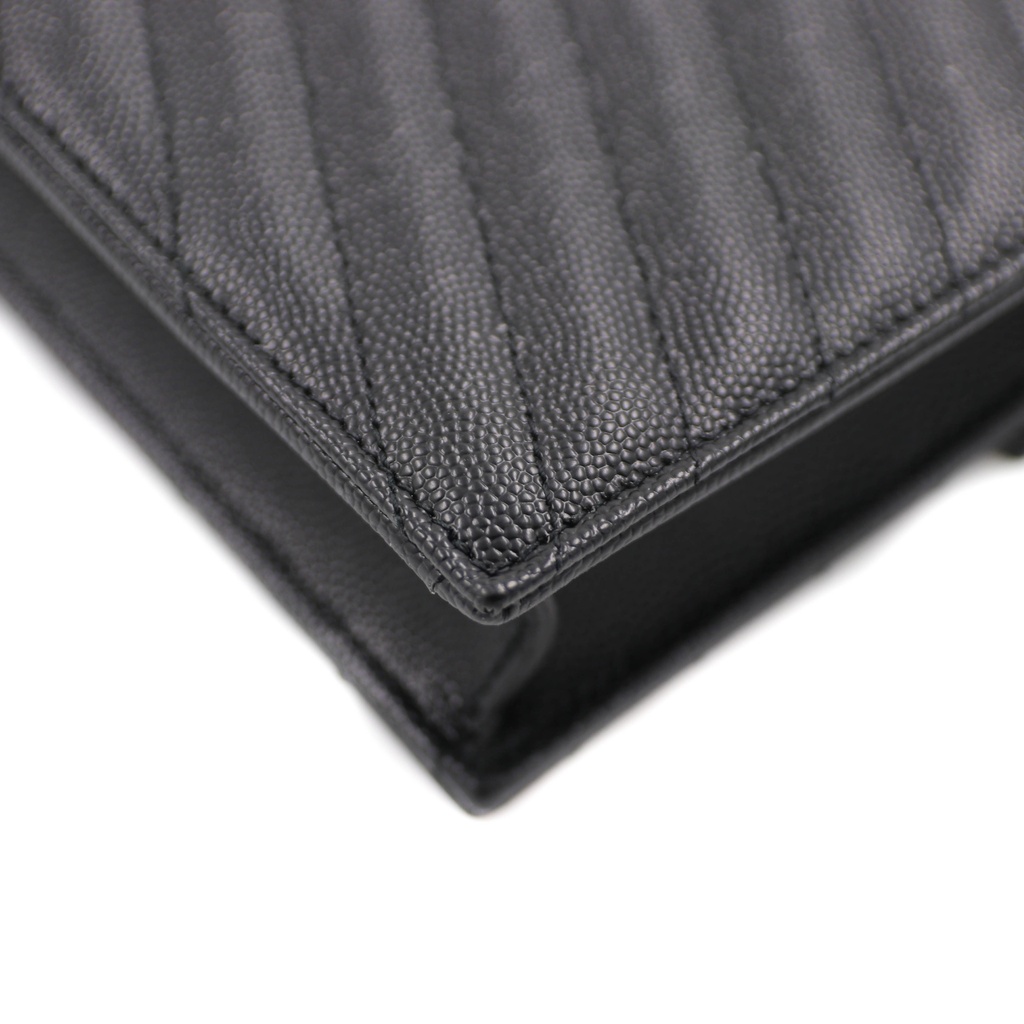 Saint Laurent Cassandre Envelope Black Wallet on Chain