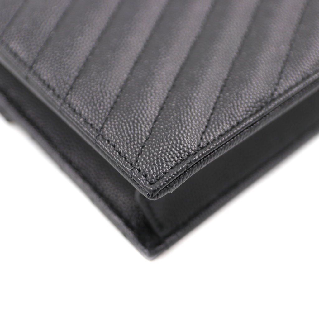 Saint Laurent Cassandre Envelope Black Wallet on Chain