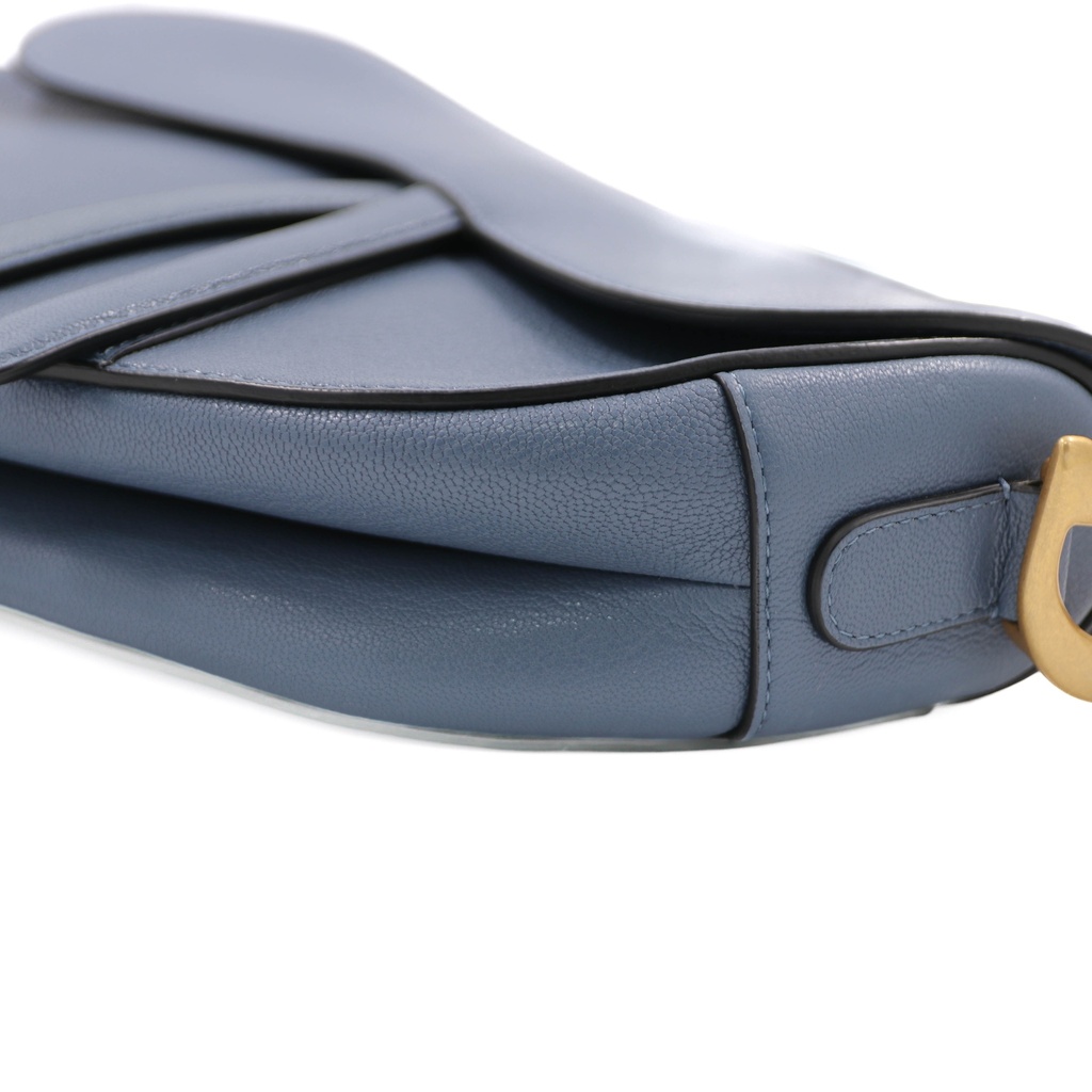 Christian Dior Grained Calfskin Medium Dior Saddle Shoulder Bag Dark Grey