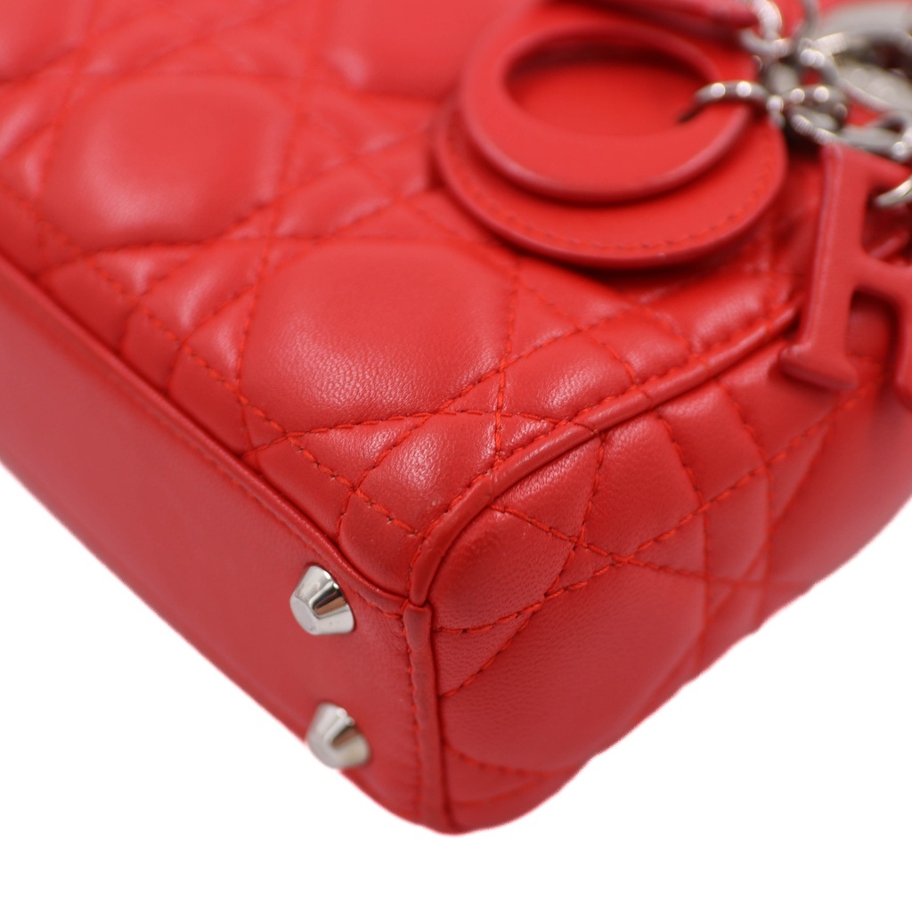 Christian Dior Lambskin Cannage Micro Lady Dior Fuchsia