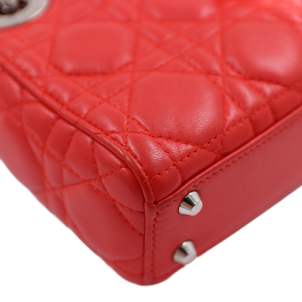 Christian Dior Lambskin Cannage Micro Lady Dior Fuchsia
