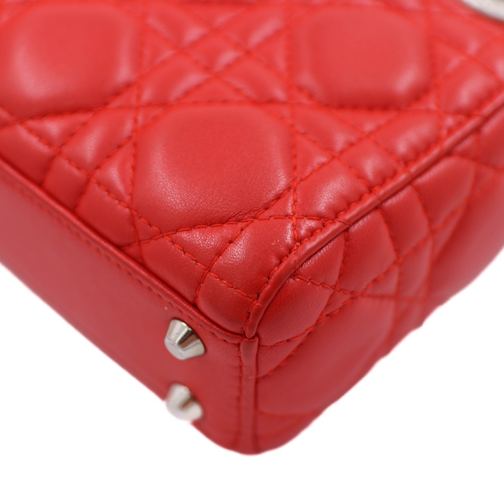 Christian Dior Lambskin Cannage Micro Lady Dior Fuchsia