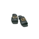 Christian Dior 30 Montaigne Heeled Slide Black Calfskin Size 38