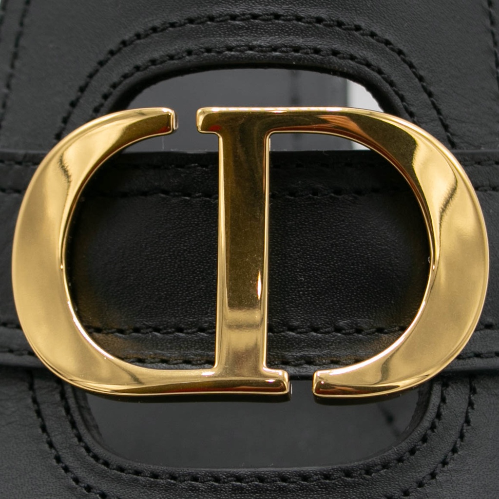 Christian Dior 30 Montaigne Heeled Slide Black Calfskin Size 38
