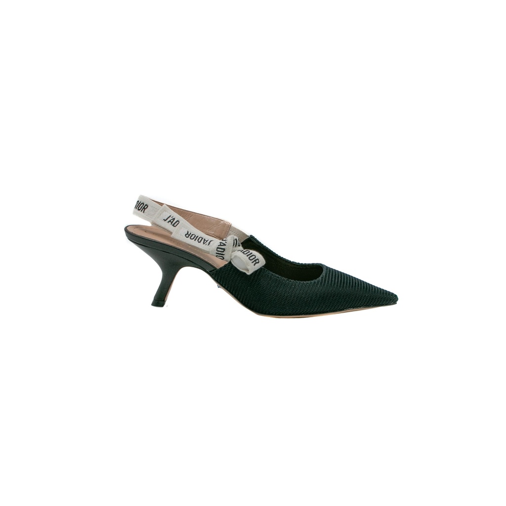 Christian Dior J'Adior Slingback Pump Black Technical Fabric In Size 39