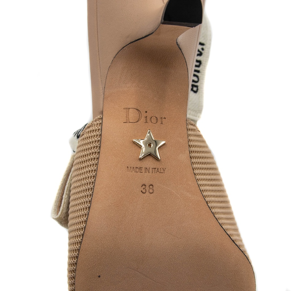 Christian Dior J'Adior Slingback Pump Beige Technical Fabric In Size 38