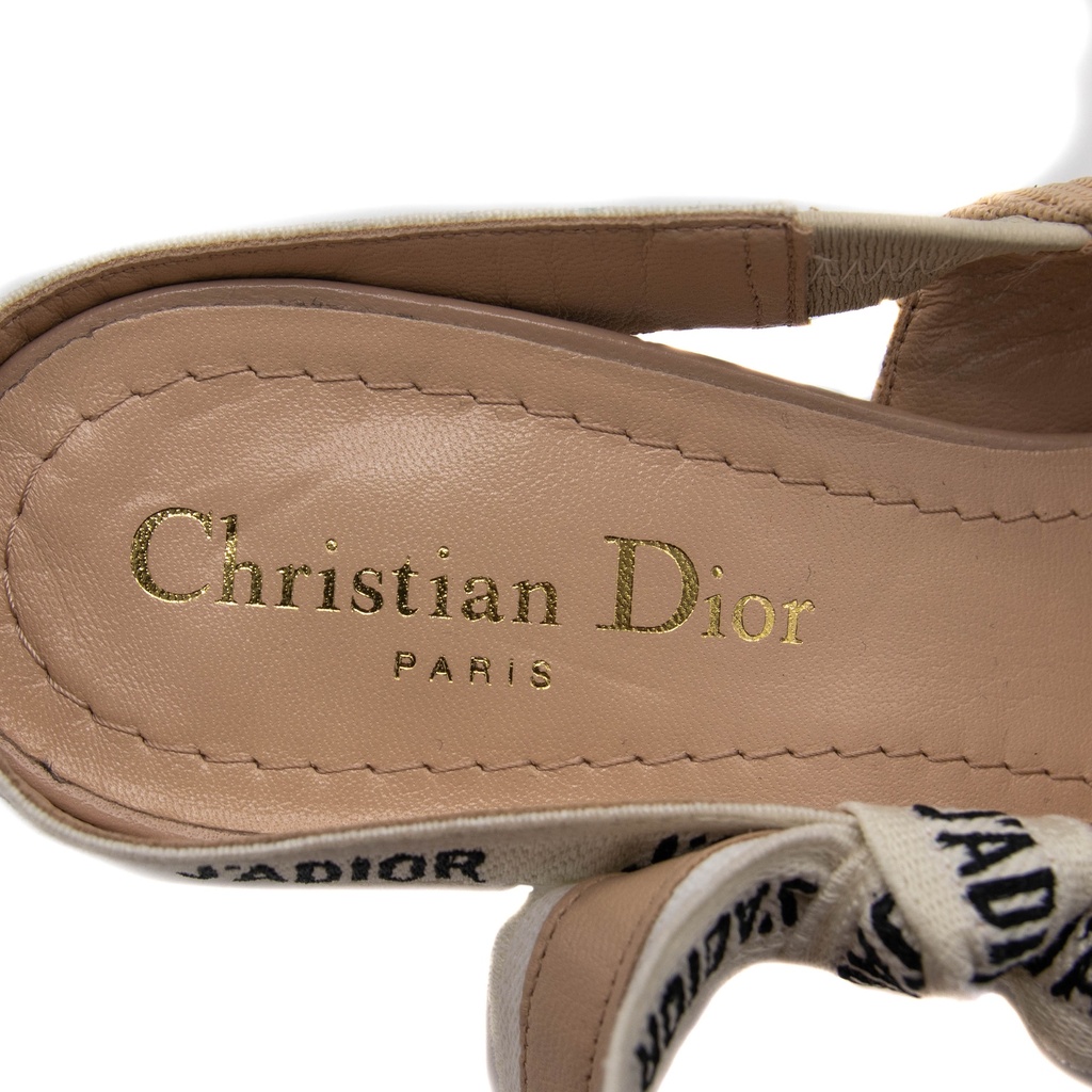 Christian Dior J'Adior Slingback Pump Beige Technical Fabric In Size 38