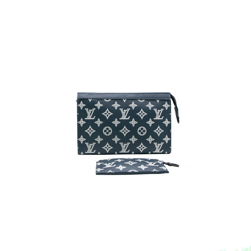 Louis Vuitton Calfskin Monogram Shadow Gaston Wearable Wallet Ink Blue White