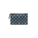 Louis Vuitton Calfskin Monogram Shadow Gaston Wearable Wallet Ink Blue White