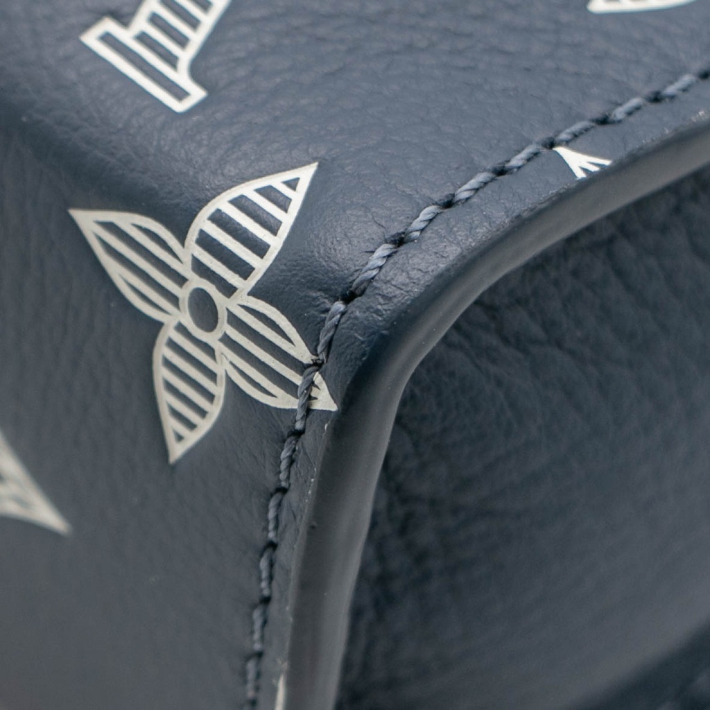 Louis Vuitton Calfskin Monogram Shadow Gaston Wearable Wallet Ink Blue White