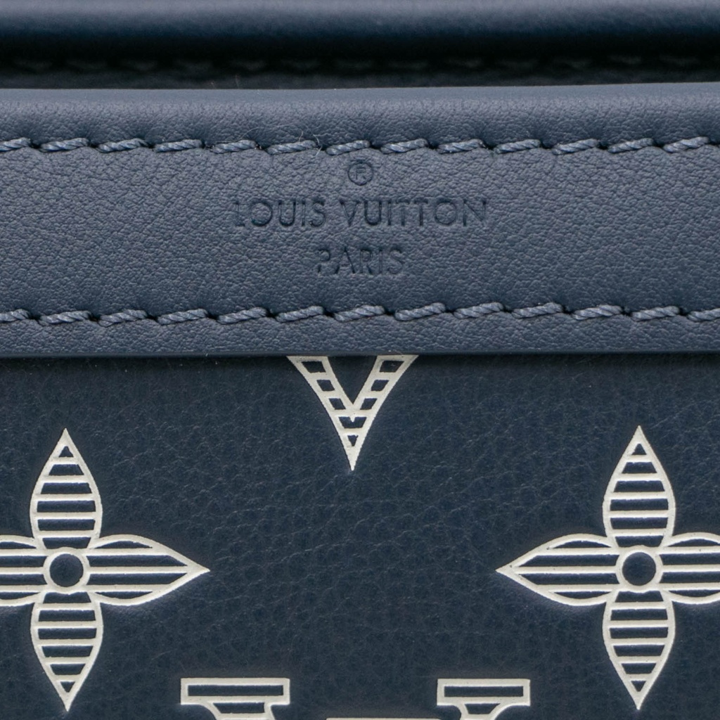 Louis Vuitton Calfskin Monogram Shadow Gaston Wearable Wallet Ink Blue White