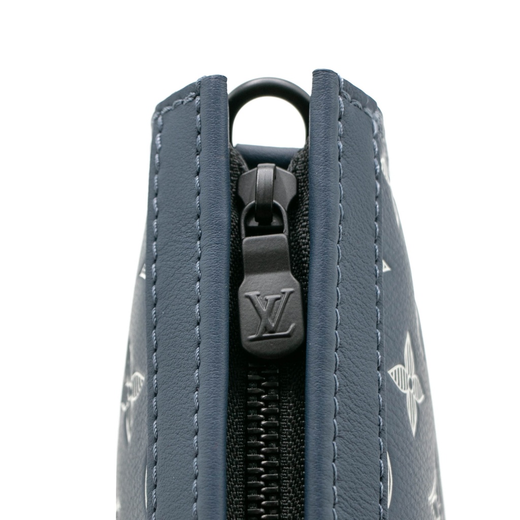 Louis Vuitton Calfskin Monogram Shadow Gaston Wearable Wallet Ink Blue White
