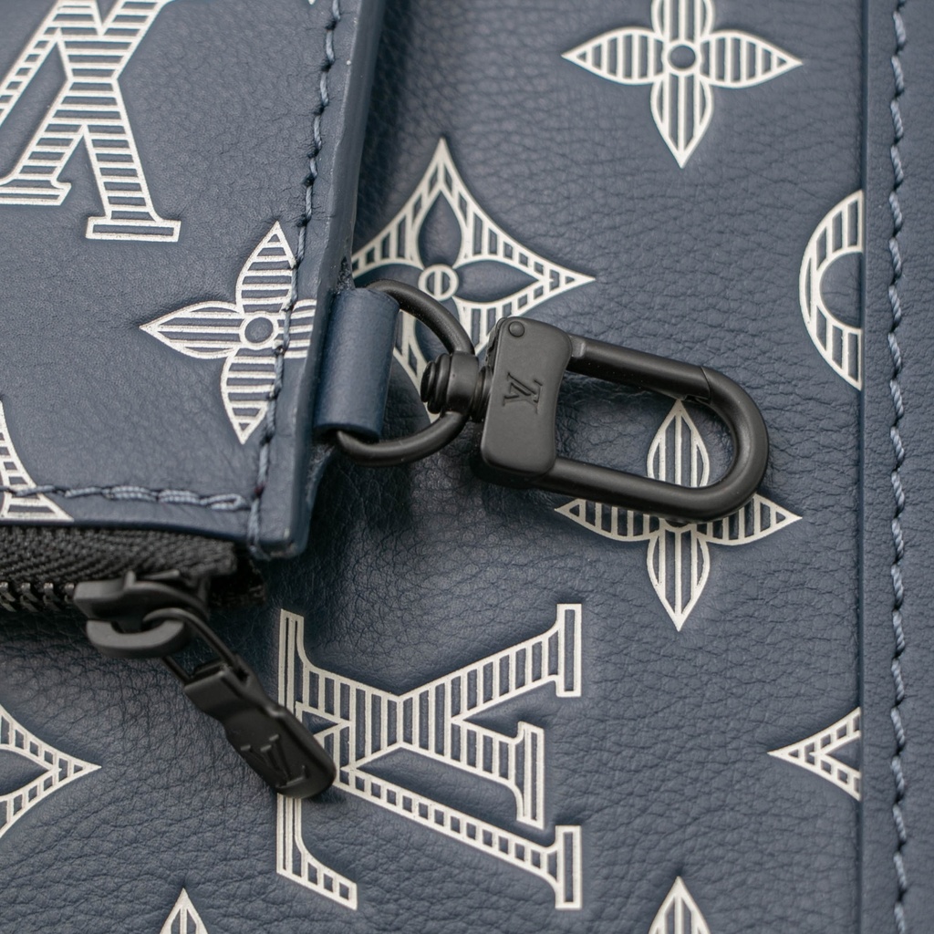 Louis Vuitton Calfskin Monogram Shadow Gaston Wearable Wallet Ink Blue White