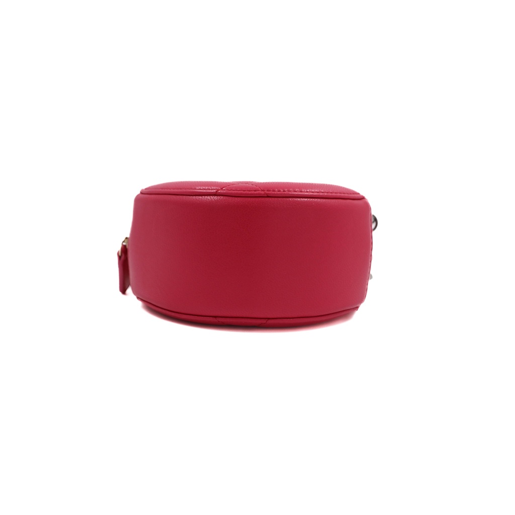 Chanel Goatskin Quilted Chanel 19 Round Clutch Pink