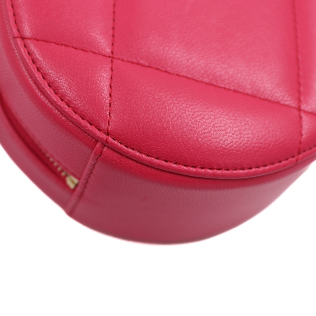 Chanel Goatskin Quilted Chanel 19 Round Clutch Pink