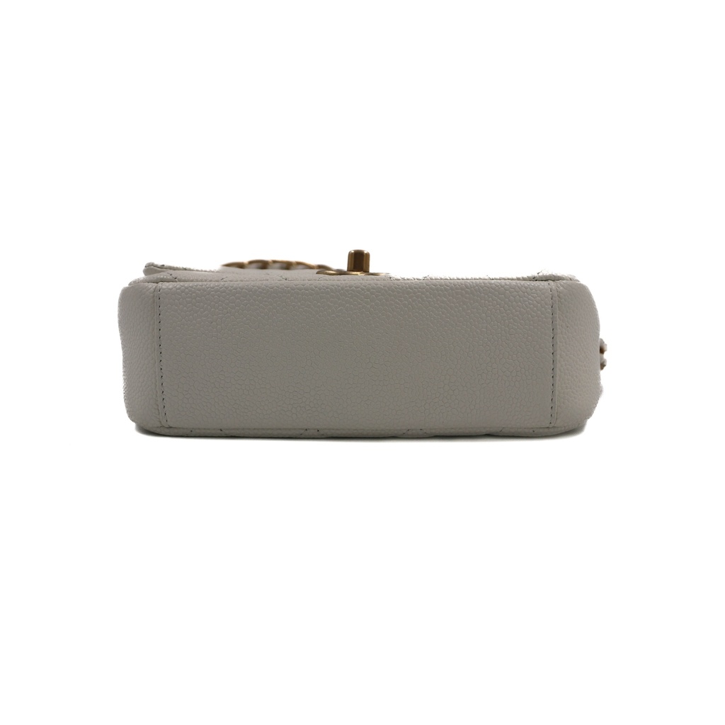 Chanel Caviar Quilted Mini Chain Soul Flap White