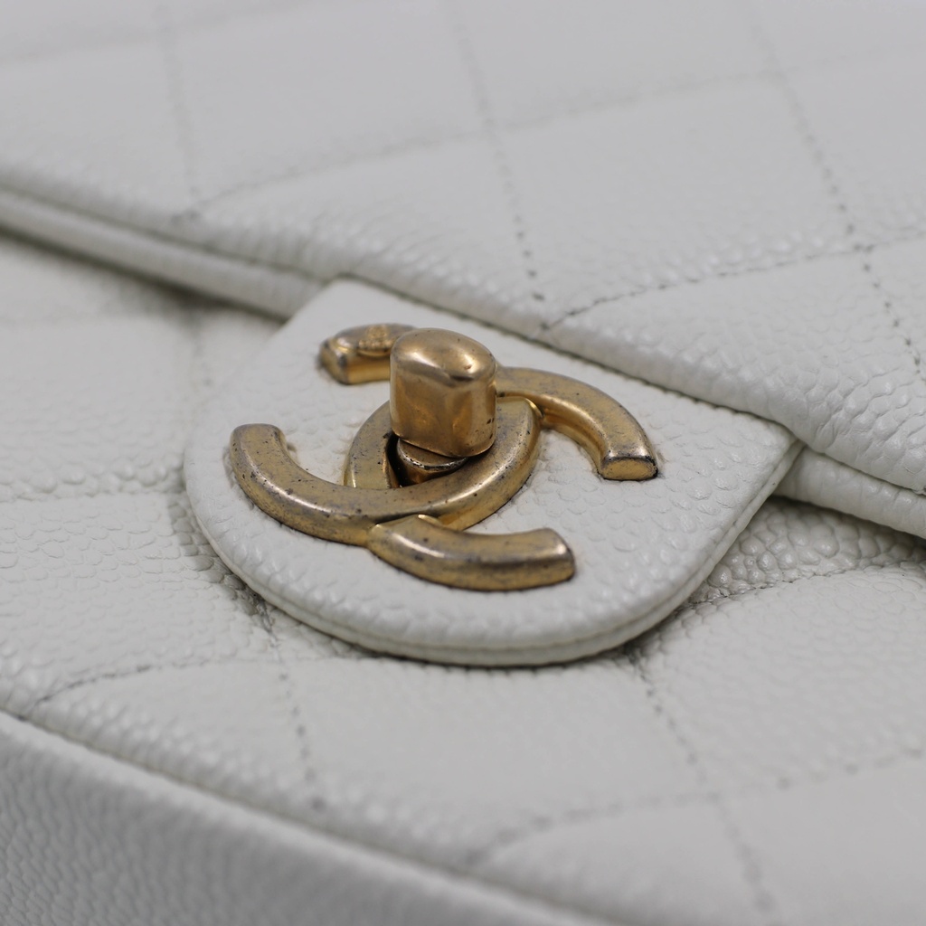 Chanel Caviar Quilted Mini Chain Soul Flap White