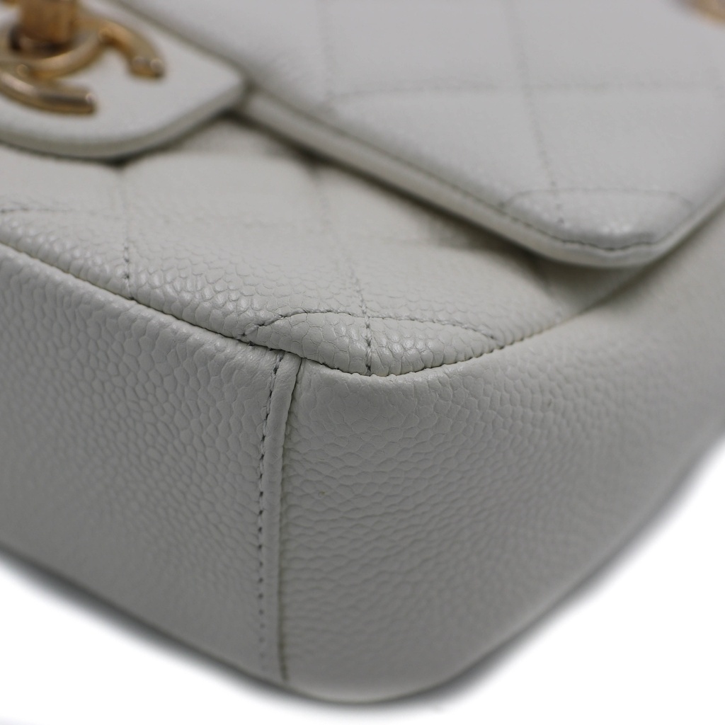 Chanel Caviar Quilted Mini Chain Soul Flap White
