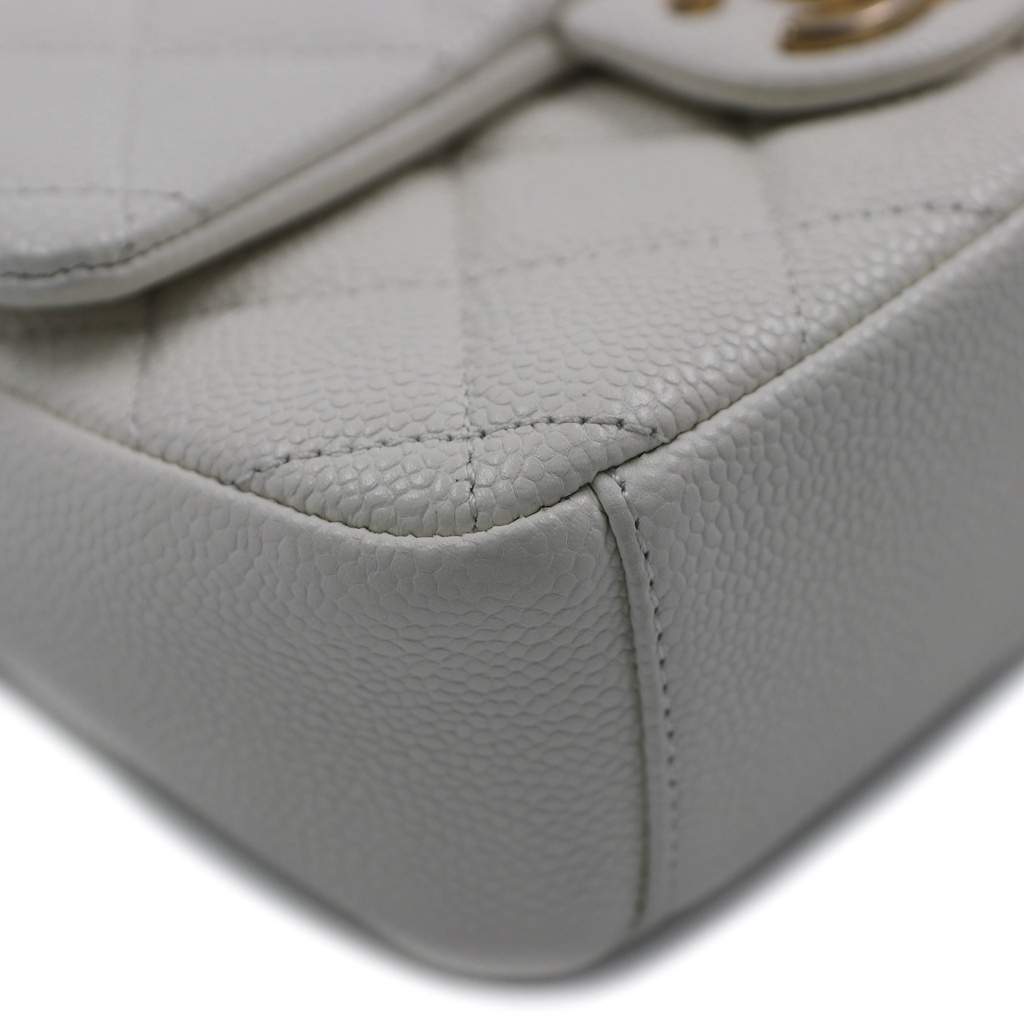 Chanel Caviar Quilted Mini Chain Soul Flap White
