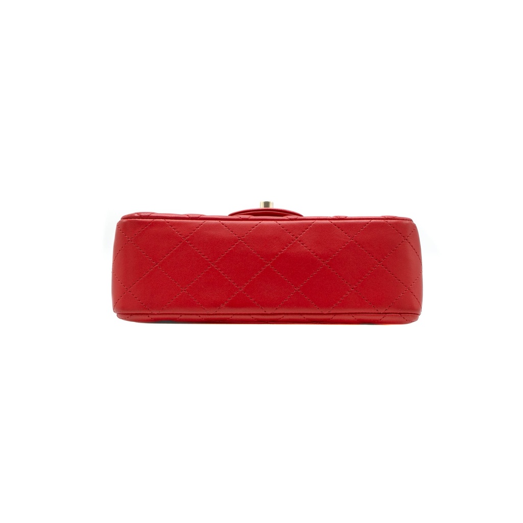 Chanel Lambskin Quilted Mini Rectangular Flap Red