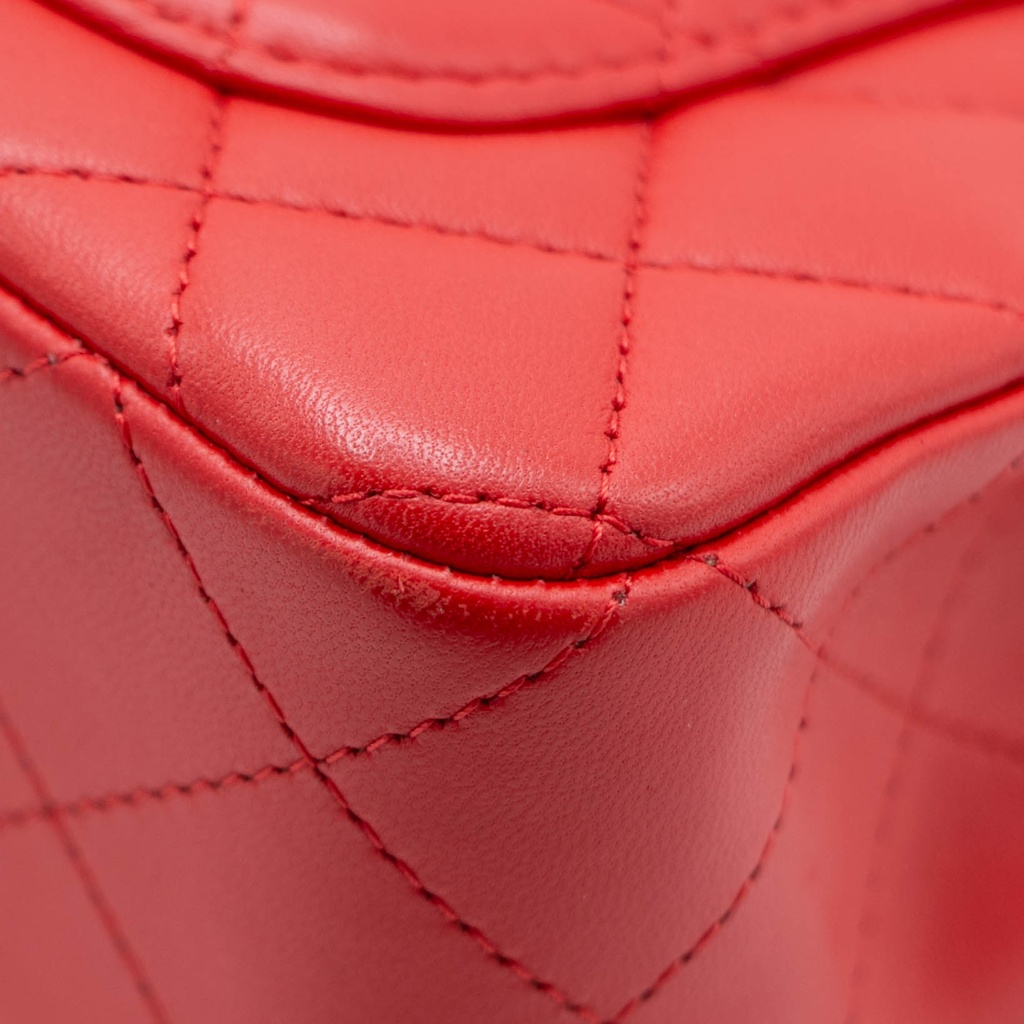 Chanel Lambskin Quilted Mini Rectangular Flap Red