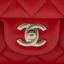 Chanel Lambskin Quilted Mini Rectangular Flap Red