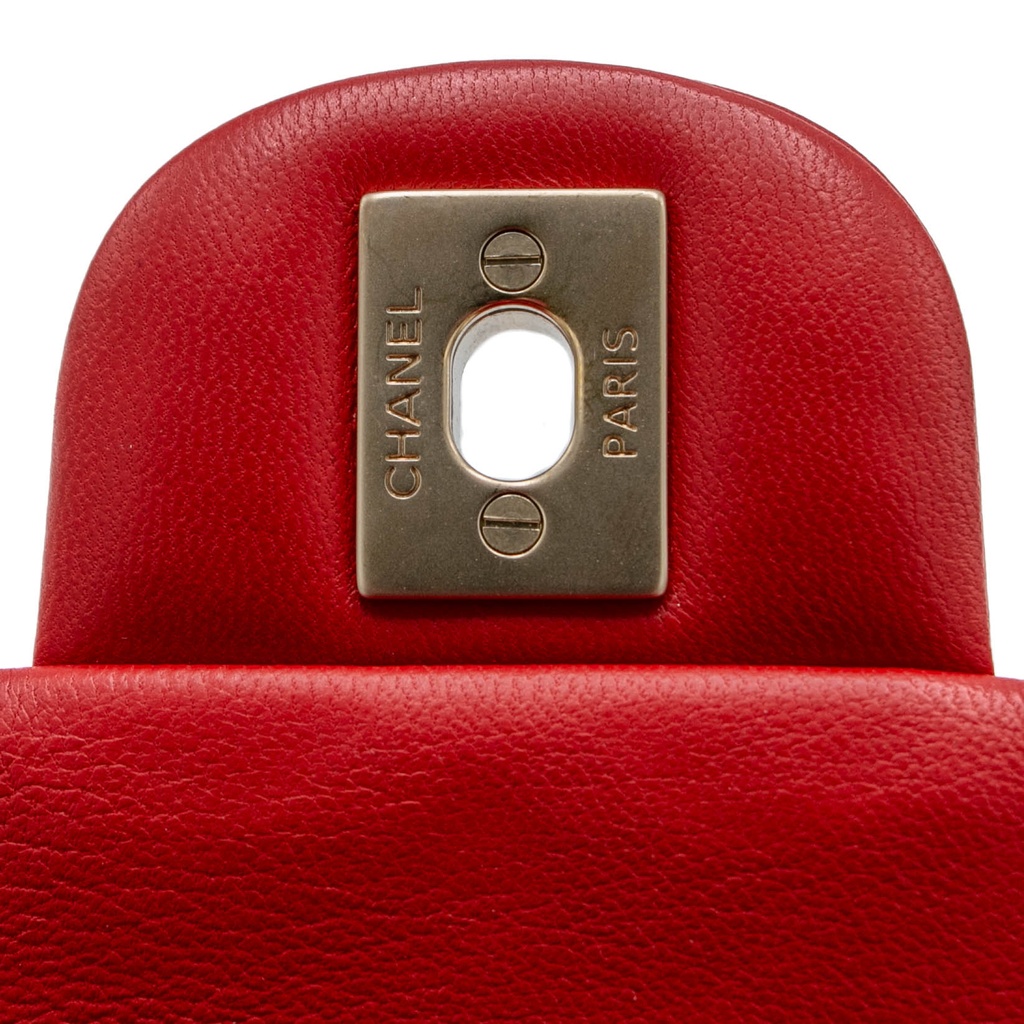 Chanel Lambskin Quilted Mini Rectangular Flap Red