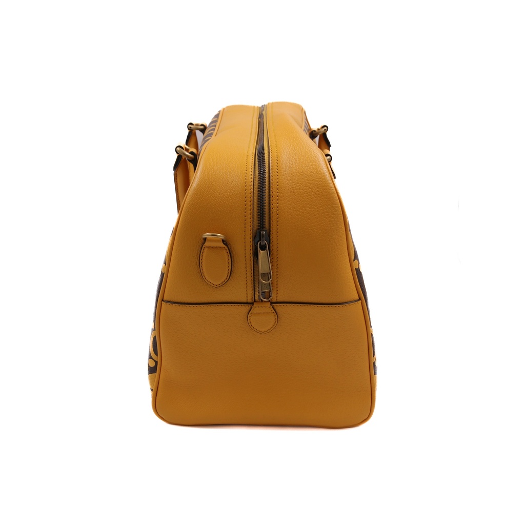 Gucci x Adidas Travel Bag Duffle Yellow And Brown Leather 702422