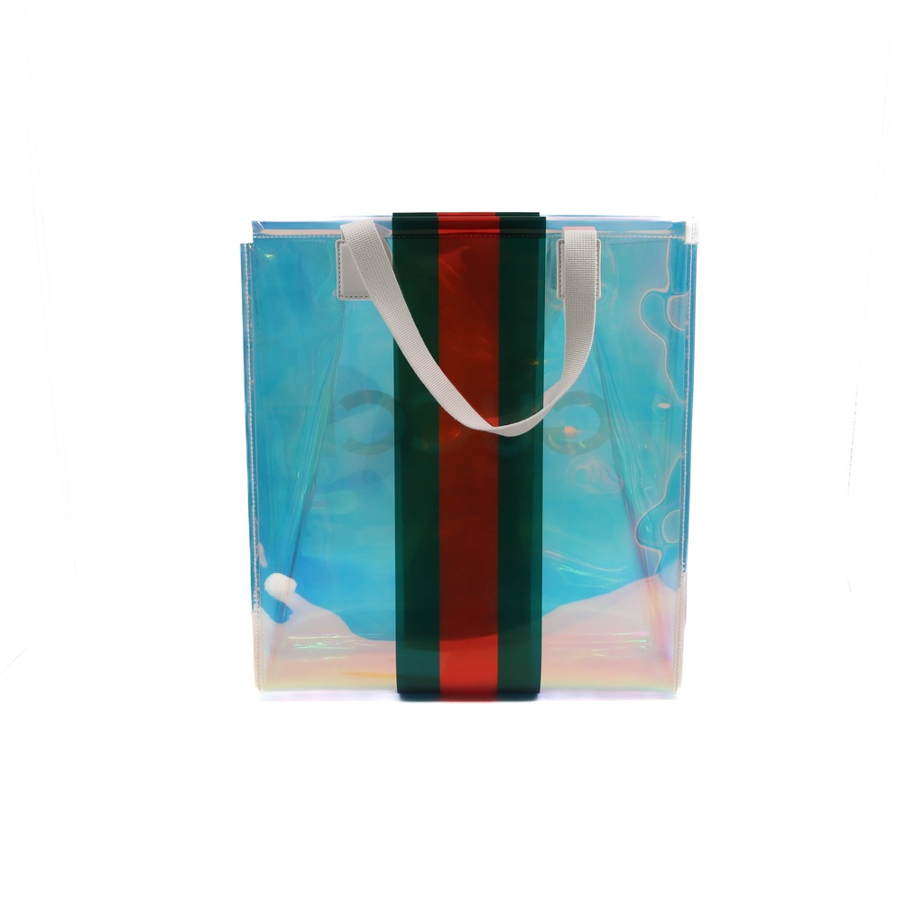 Gucci Small Transparent Tote Bag With Web 780150