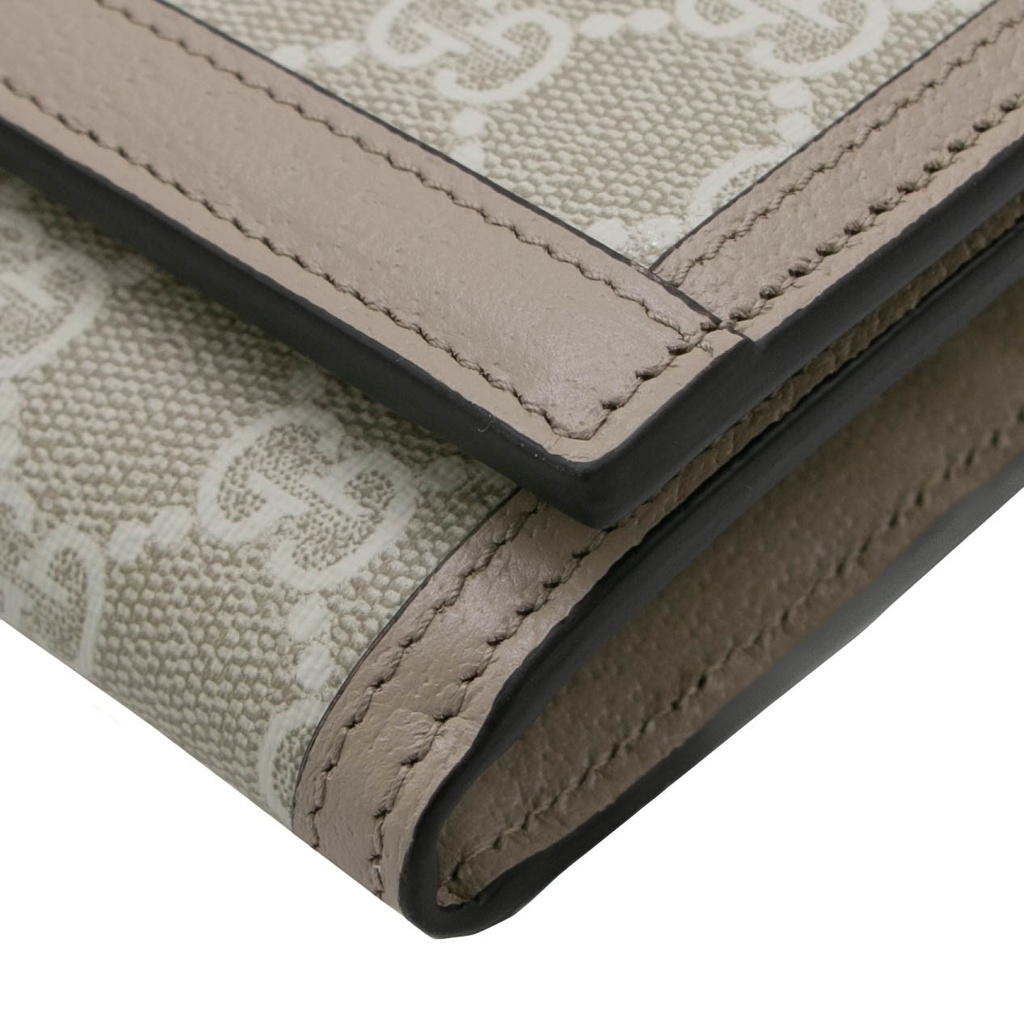 Gucci Ophidia Beige and White Chain Wallet 772309