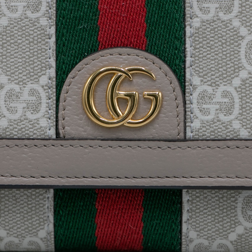 Gucci Ophidia Beige and White Chain Wallet 772309