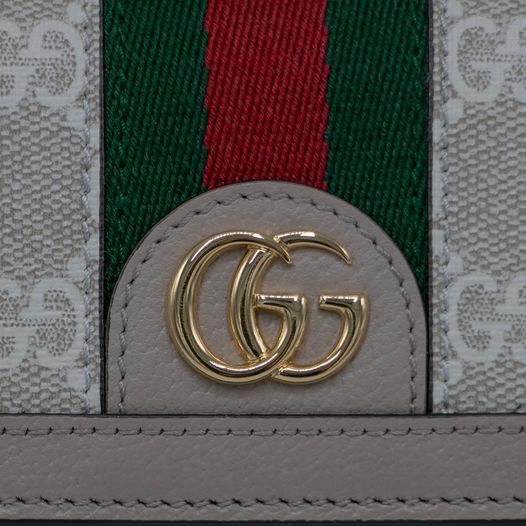 Gucci Ophidia Continental Wallet Beige and White GG Supreme Canvas 523153