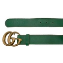 Gucci Belt With Bamboo Buckle In Green and Beige 699954 In Size 75 30