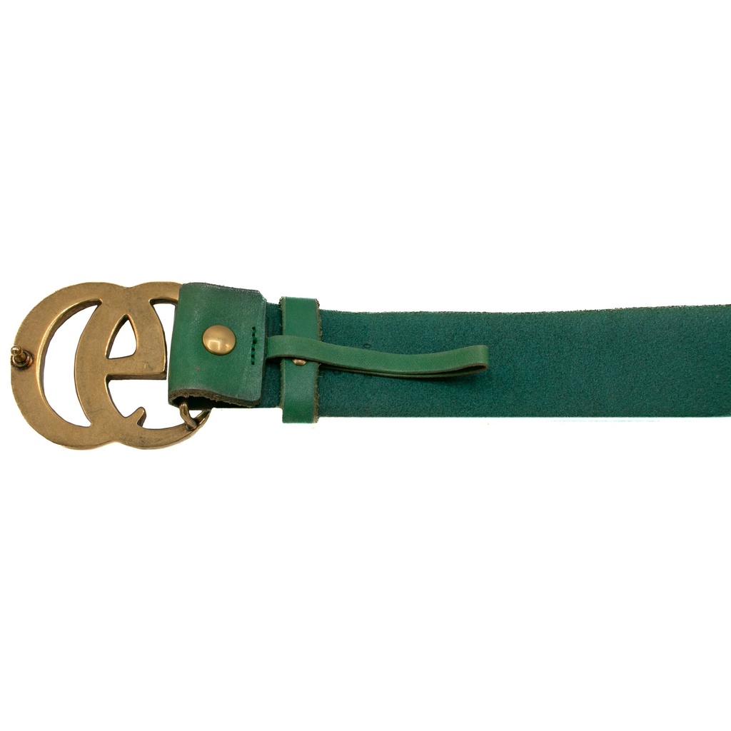 Gucci Belt With Bamboo Buckle In Green and Beige 699954 In Size 75 30