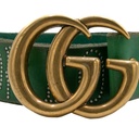 Gucci Belt With Bamboo Buckle In Green and Beige 699954 In Size 75 30