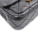 Chanel Black Matelasse Coco Mark Shiny Lambskin Flap Chain Shoulder Bag