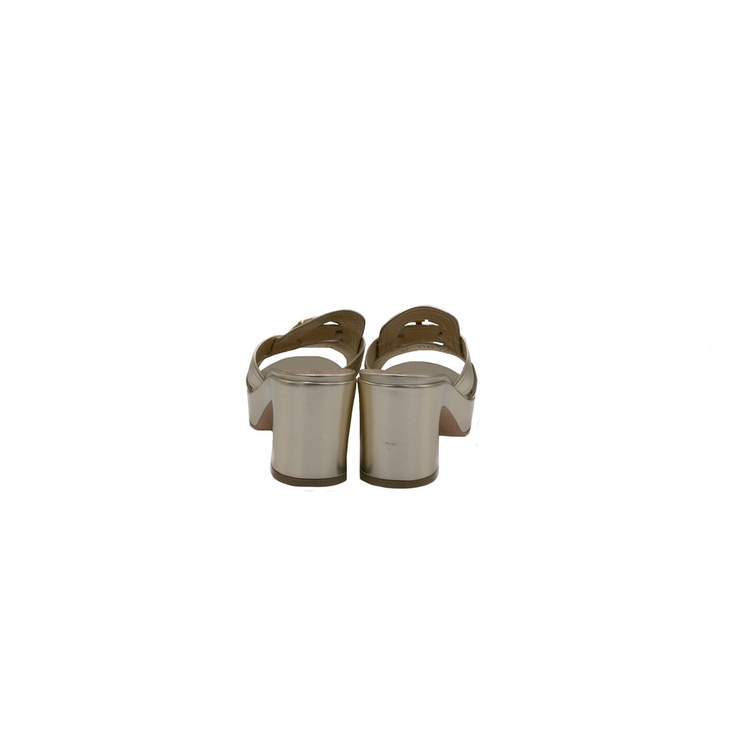 Christian Dior 30 Montaigne Heeled Slide Gold Calfskin Size 39