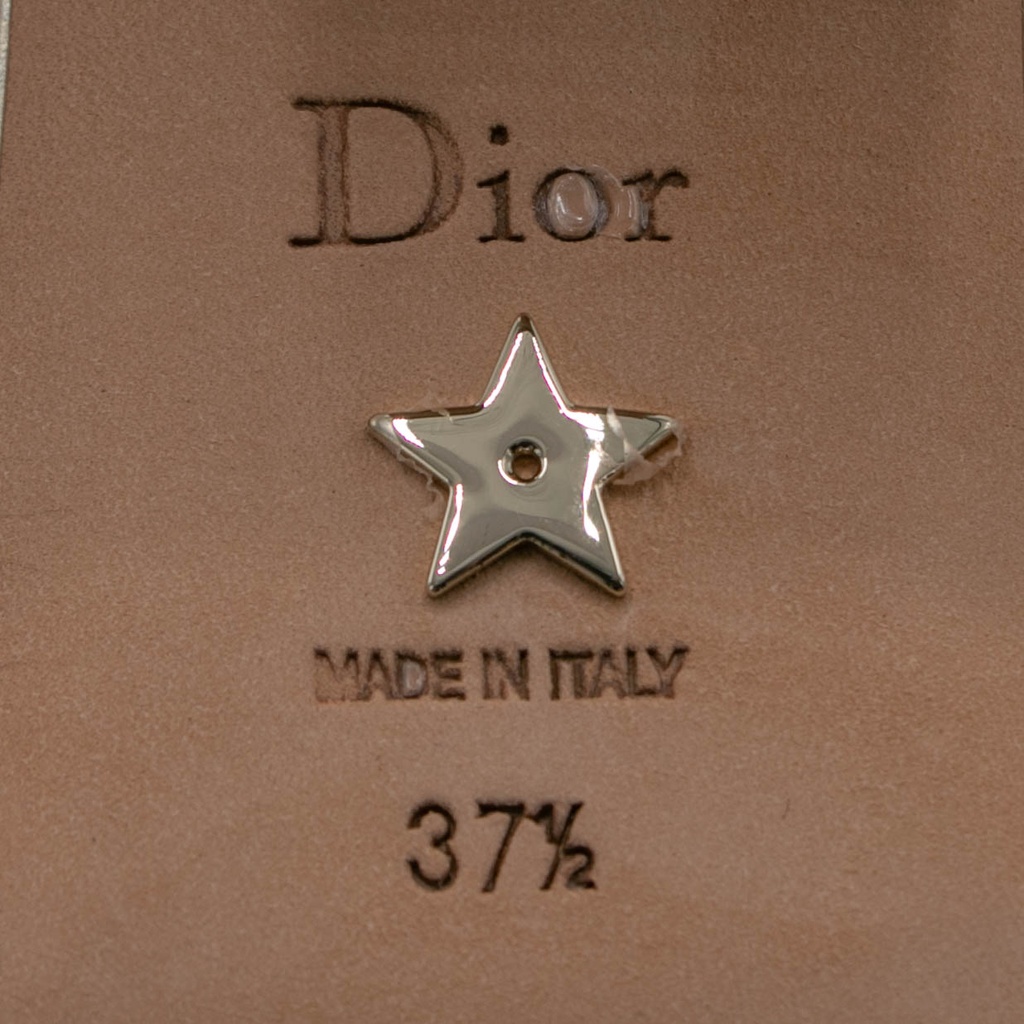Christian Dior 30 Montaigne Heeled Slide Gold Calfskin Size 37 1/2